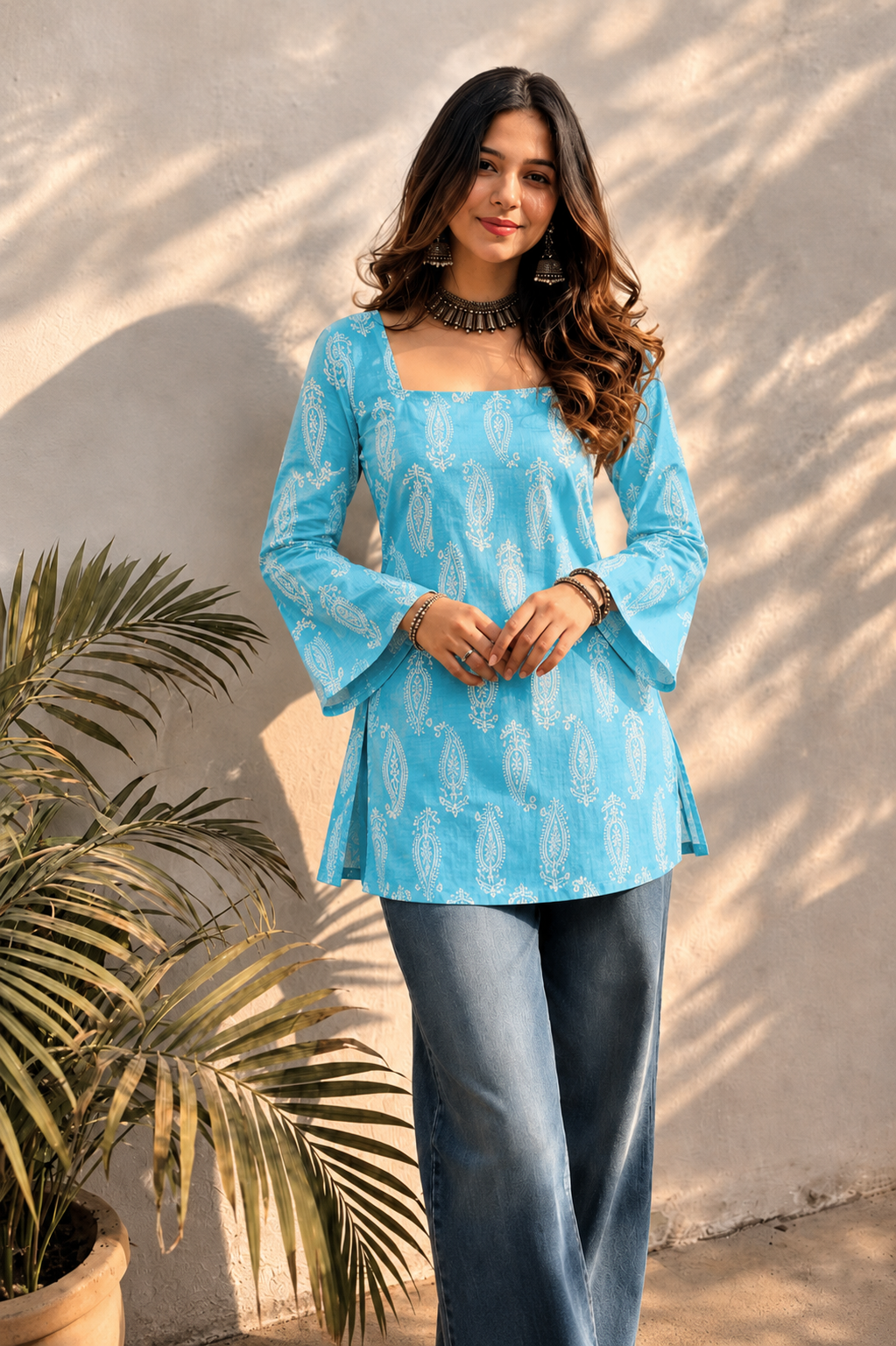 Light Blue Cotton Kurtas