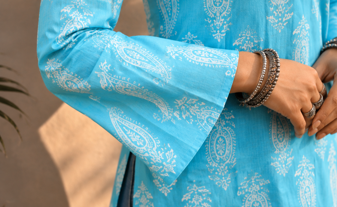 Light Blue Cotton Kurtas