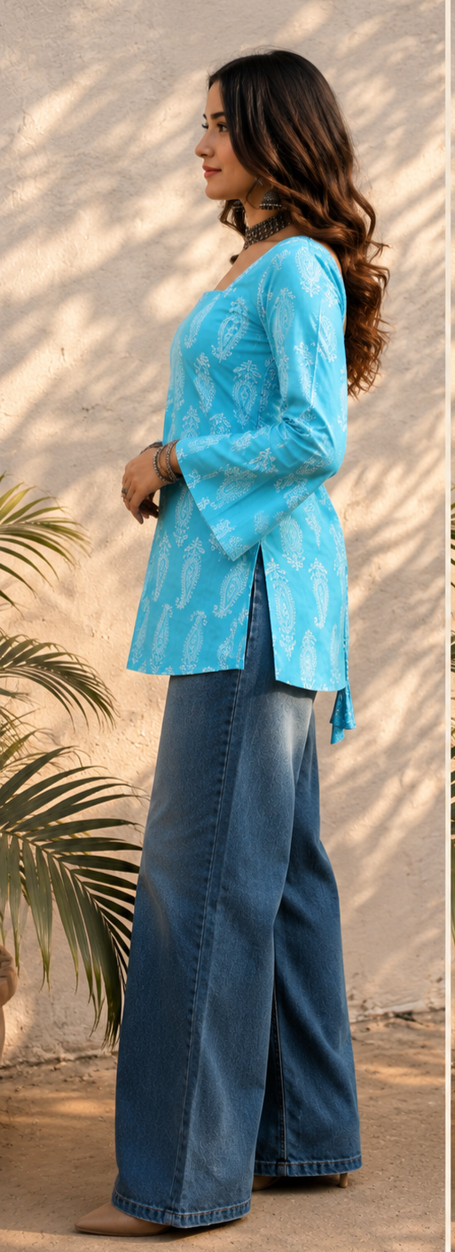Light Blue Cotton Kurtas